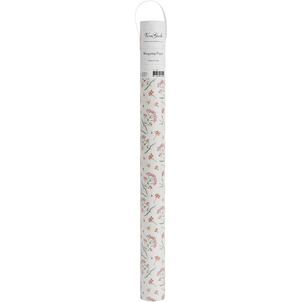 Papier cadeau, Fleurs, L: 50 cm, 80 gr, 5 m/ 1 rouleau