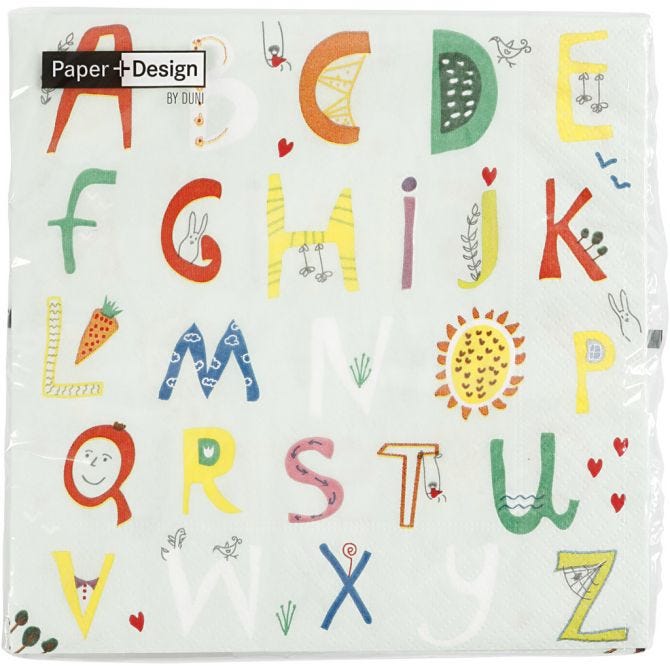Serviettes de table: Alphabet, taille 33x33 cm, 20 pc