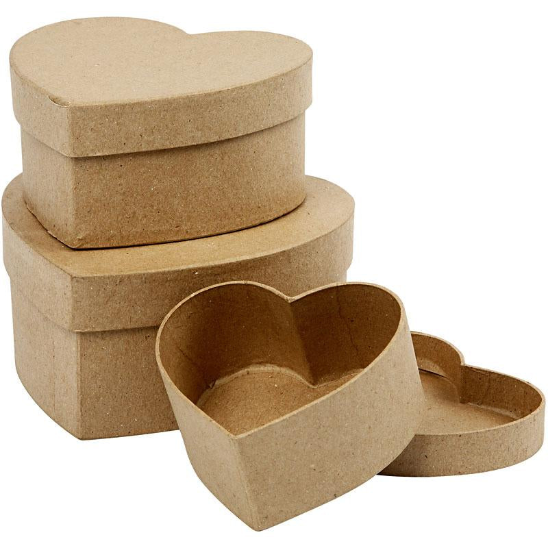 Heart Boxes, D: 10+12.5+15 cm, H: 5+6.5+7.5 cm