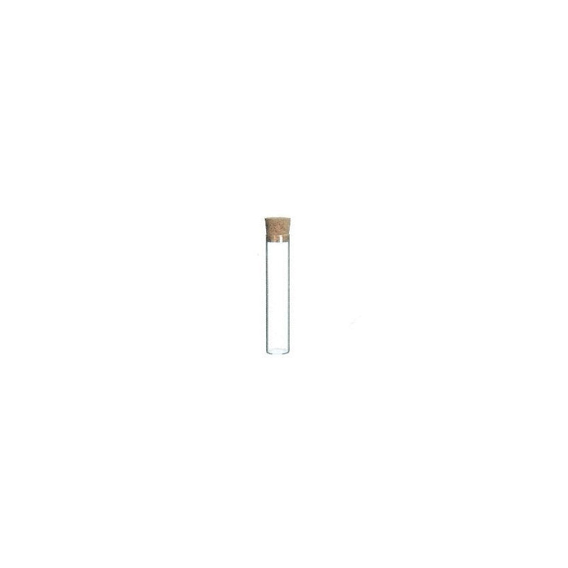 Tube à essai à fond plat avec bouchon en liège, H. 18 cm, Ø 2 cm - 12 pièces
