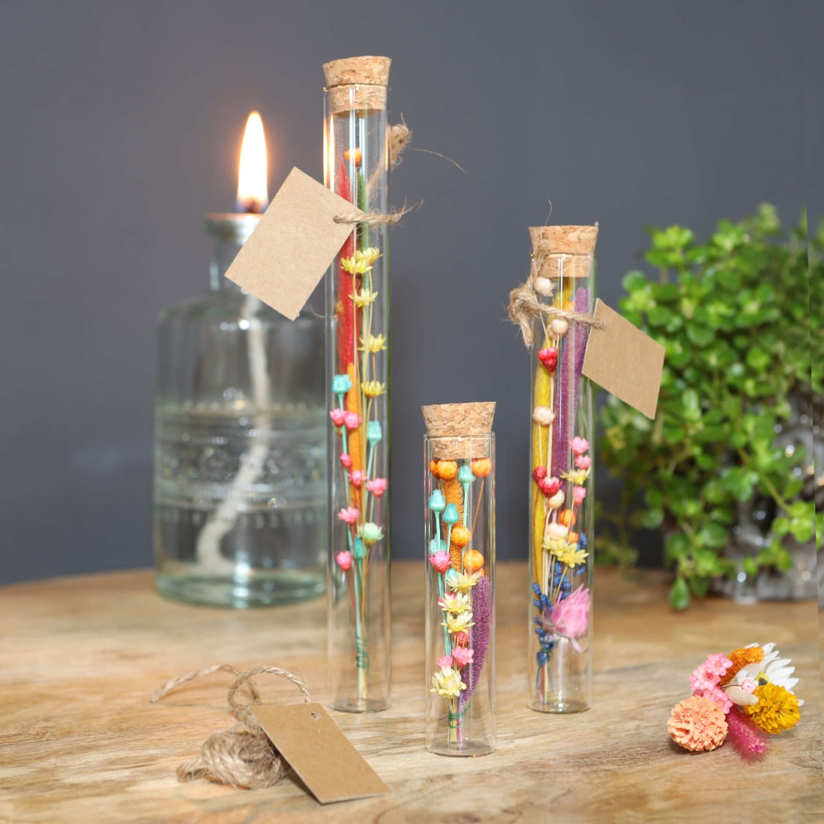 Tubes en verre Ø2 cm et 19 cm de haut - 12 pièces.