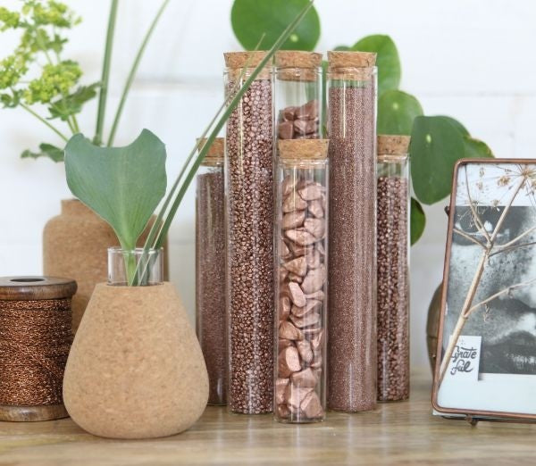 Tube en verre avec bouchon de liège, 30x150mm - 6 pcs