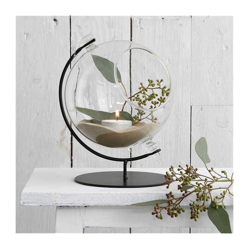 Globe en verre pour bougie chauffe-plat avec support Ø 15 cm, H. 21 cm - 1 pièce