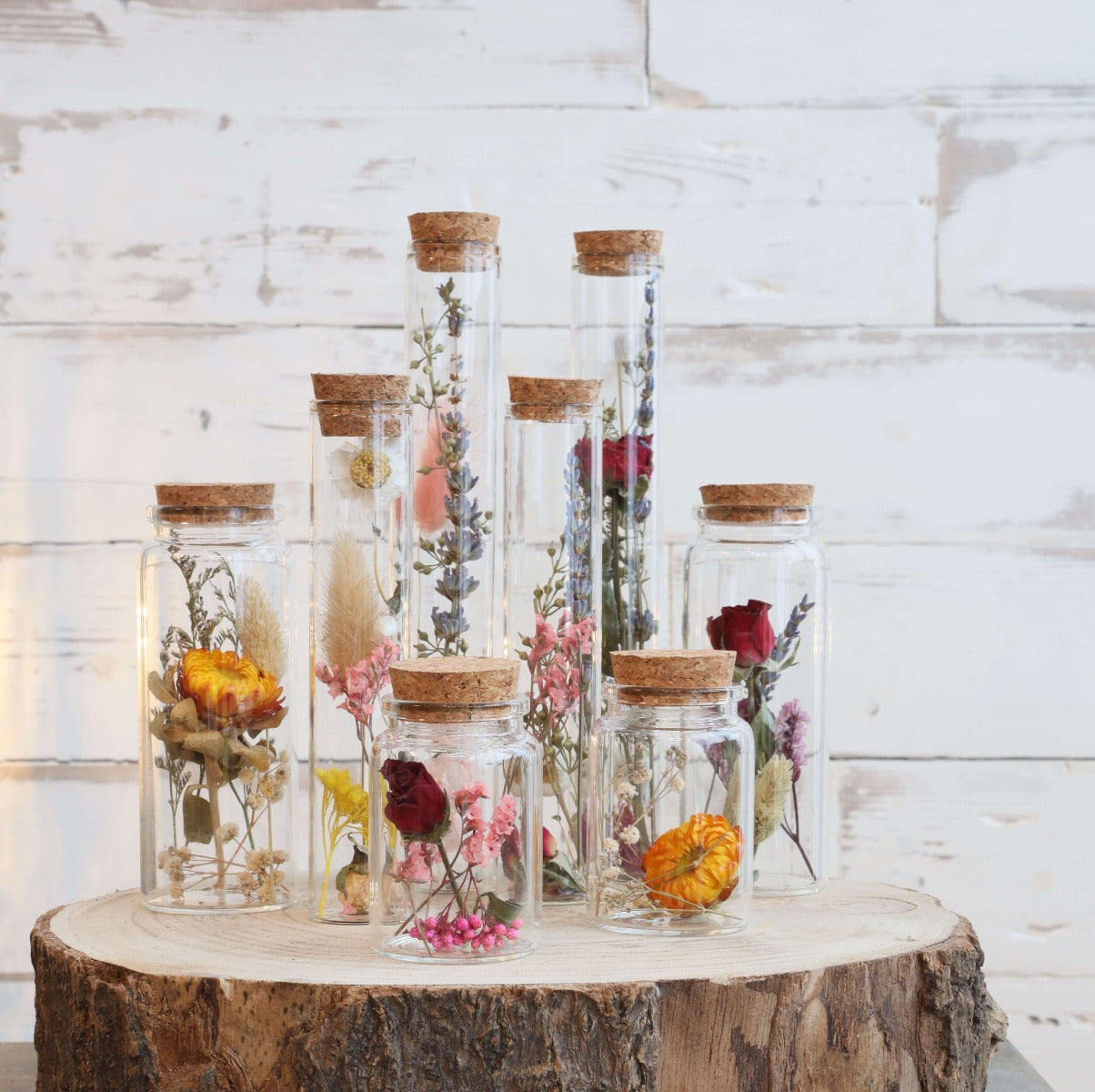 Glass tube with 2 different dried flowers Ø4.5cm - Packlinq