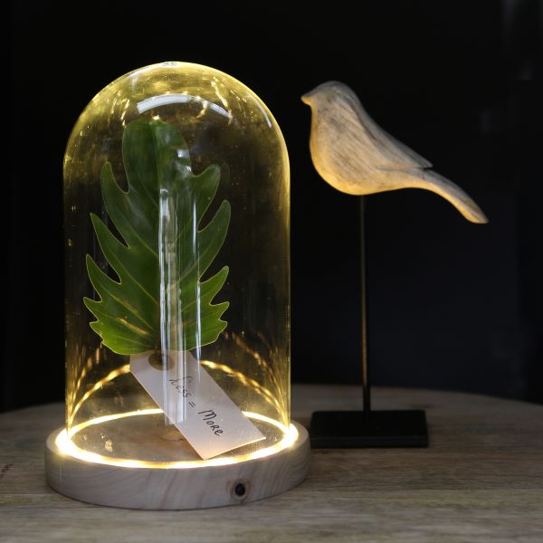 Glass LED stolp Ø14cm with wooden base - Packlinq