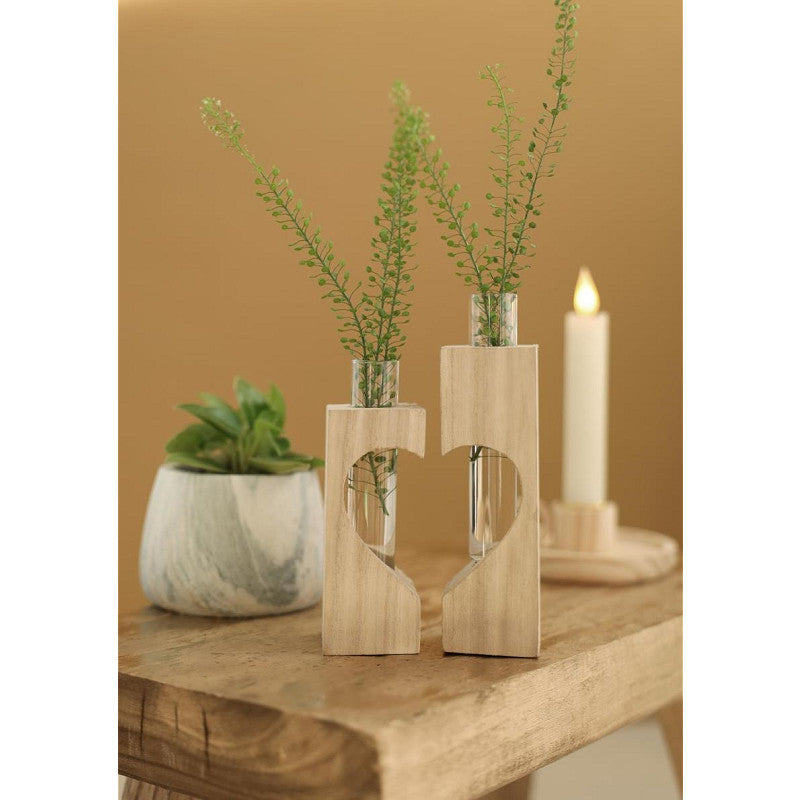 Support en bois en forme de cœur pour tube, L. 4 x l. 4 x H. 14,5 cm - lot de 6
