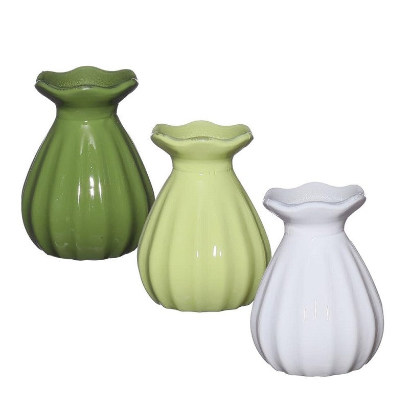 Vase à fleurs Ø70 h: 90 mm Vert assorti - 12 Pcs
