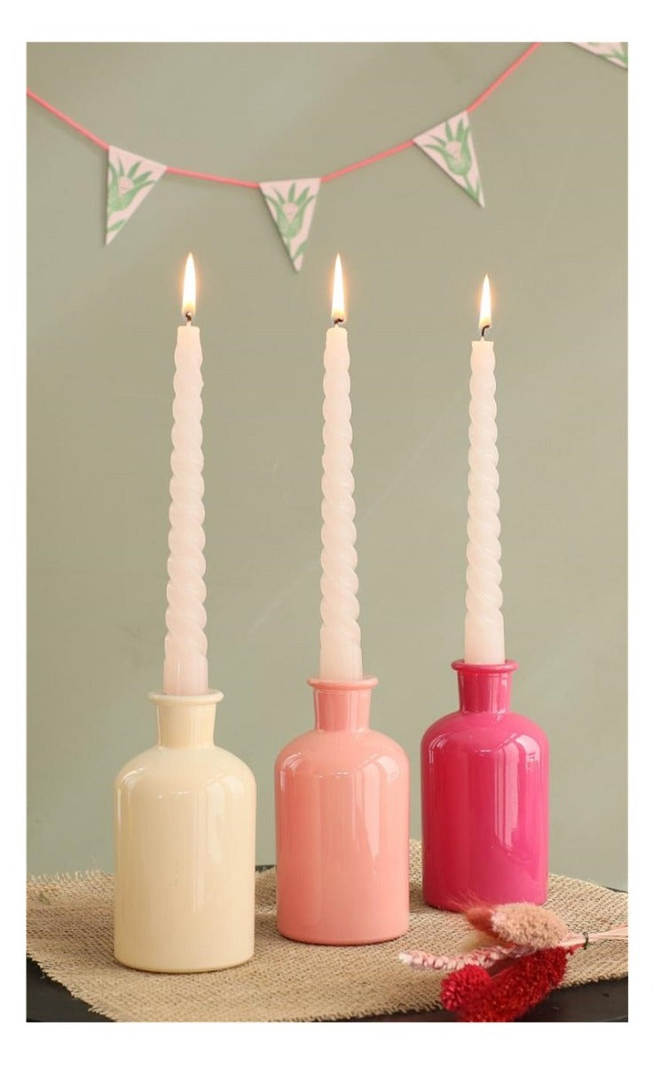 Bouteilles en verre Ø70 h: 120 mm Assorti Rose - 12 Pcs