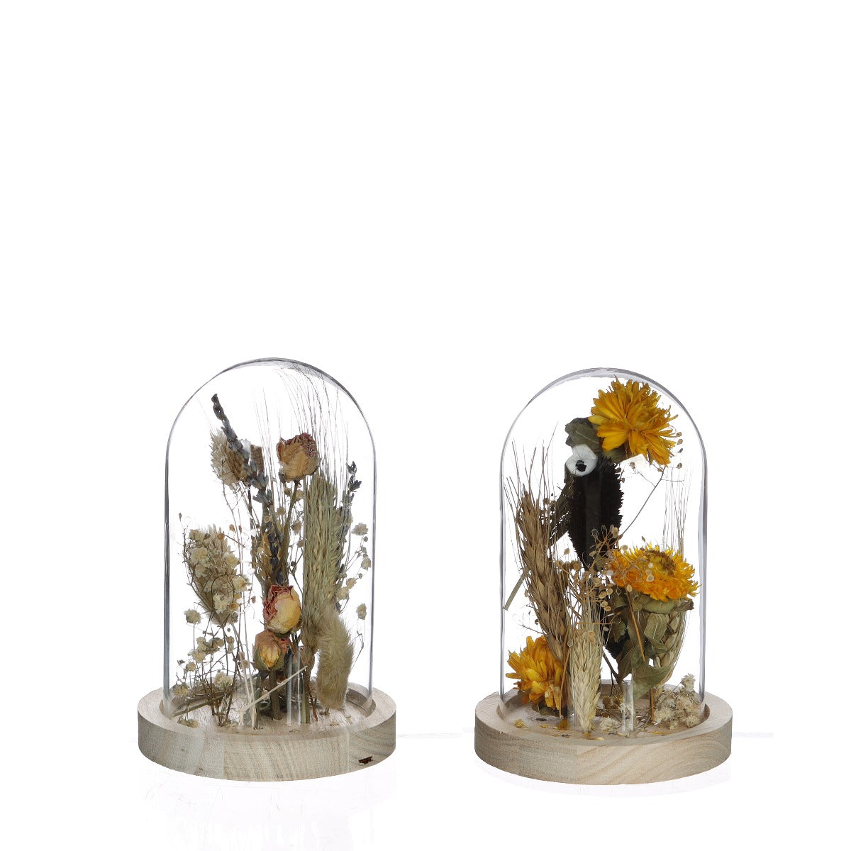 Glass jar with dried flowers natural Ø8cm