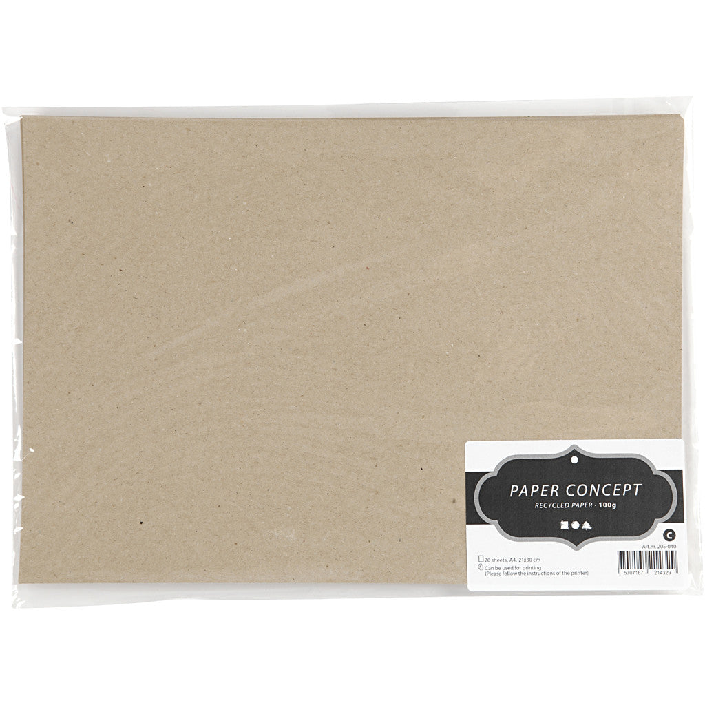 Feuilles cartonsées recyclées A4 210x297mm - 20 pcs