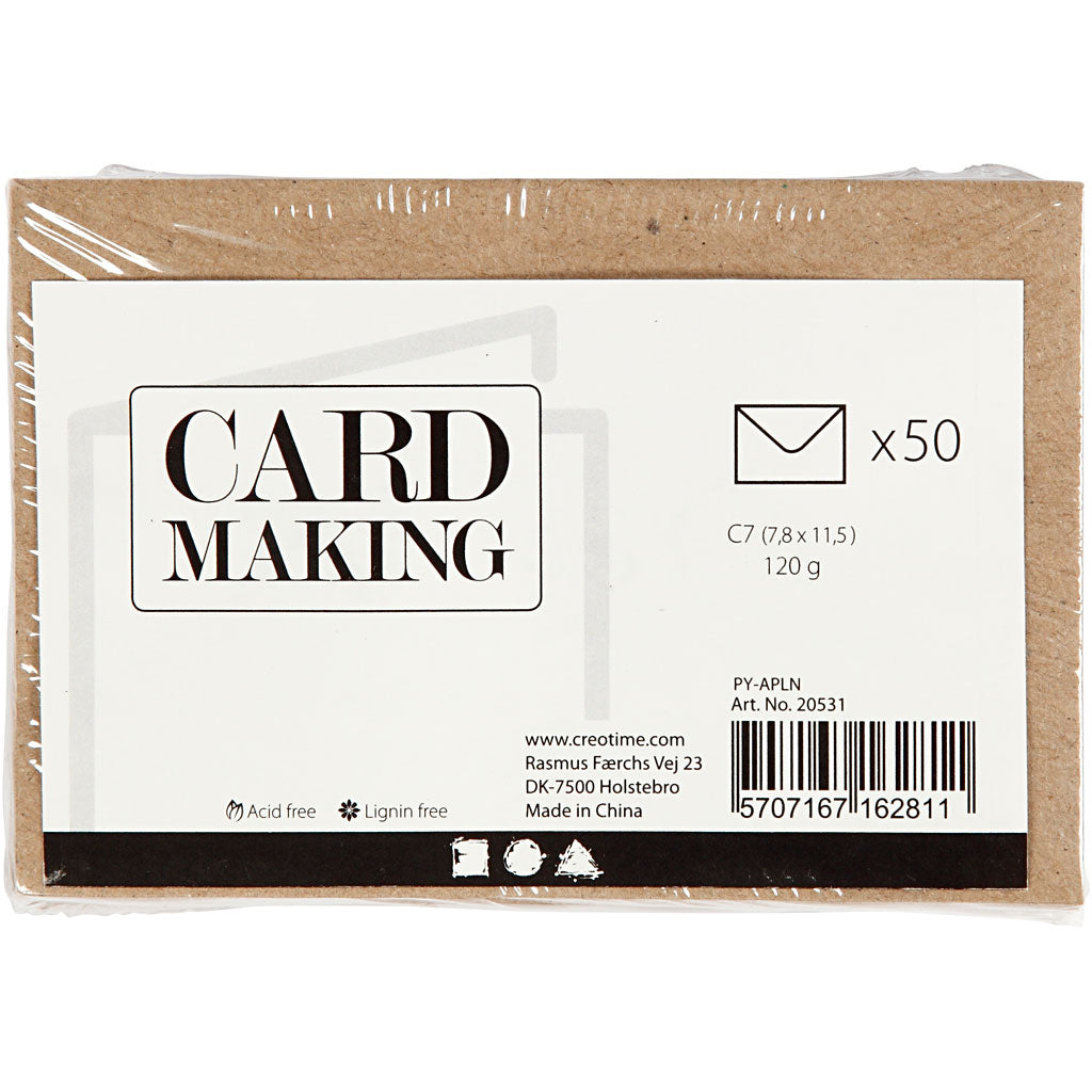 Enveloppes recyclées beige taille 7,8x11,5 cm - 50 pc