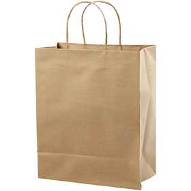 Sac en papier, brun, H: 33 cm, L: 26x13 cm, 125 gr, 10 pièce/ 1 Pq.