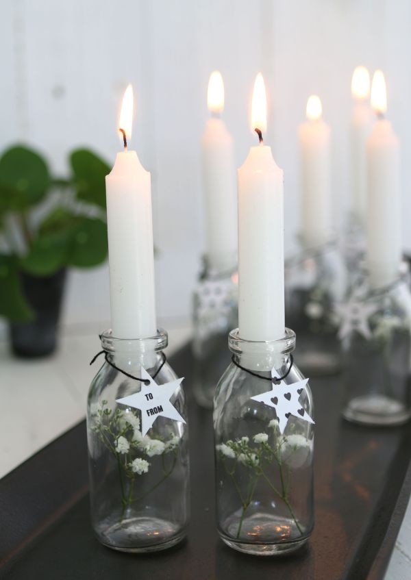 Bougies es de table Blanc, 110 mm - 7 pcs