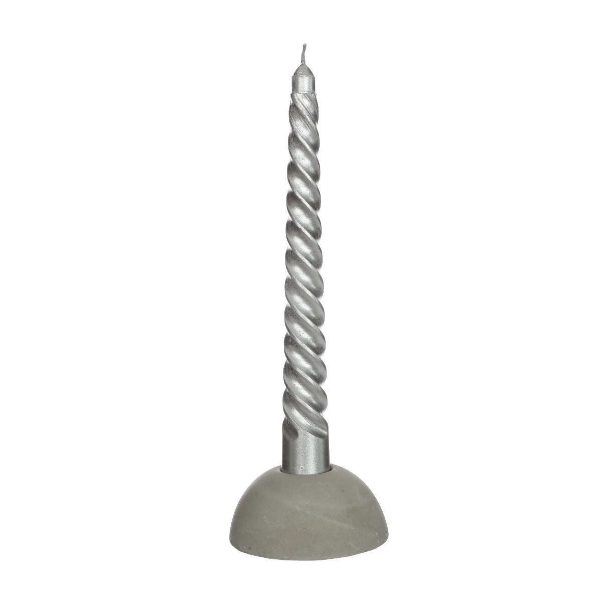 Bougies torsadées argentées 19 cm de haut - 4 pièces