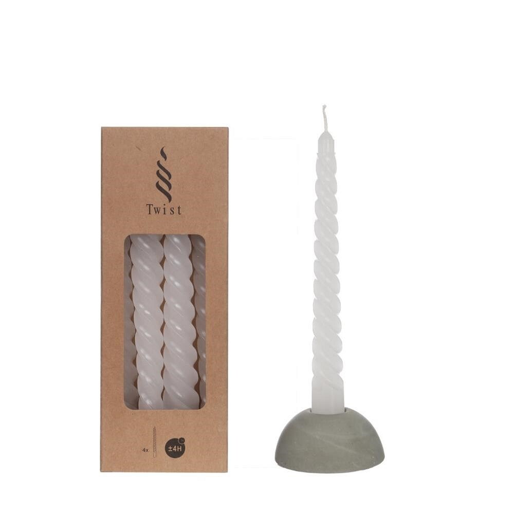 Candles twisted white 19cm high
