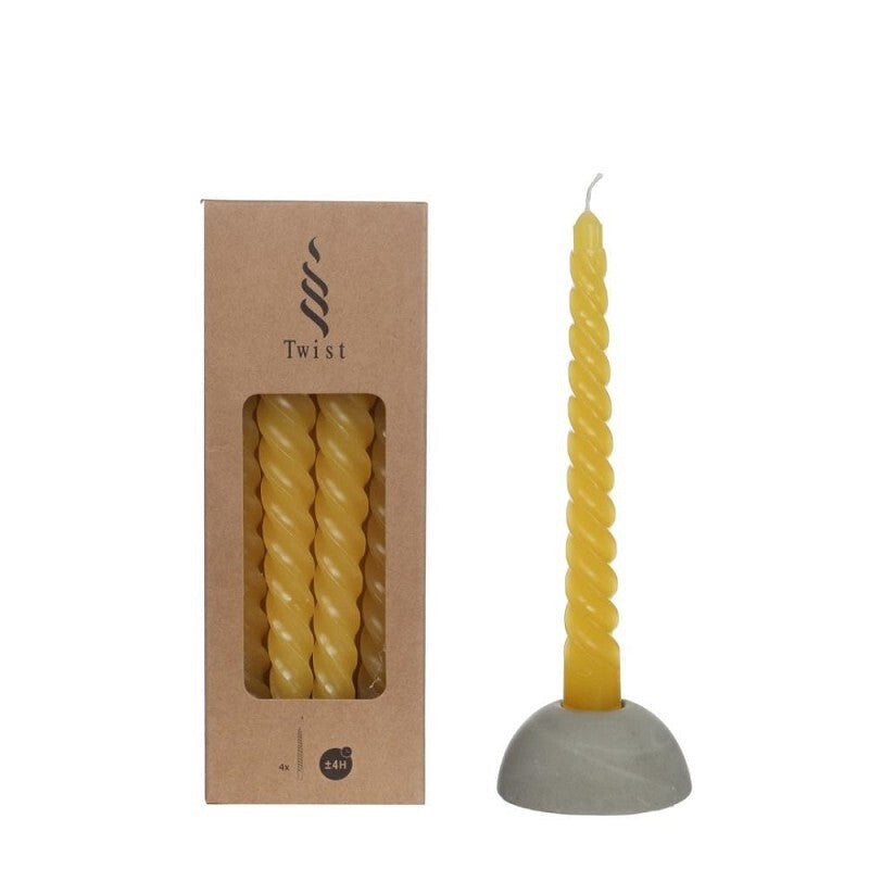 Candles twisted yellow 19cm high