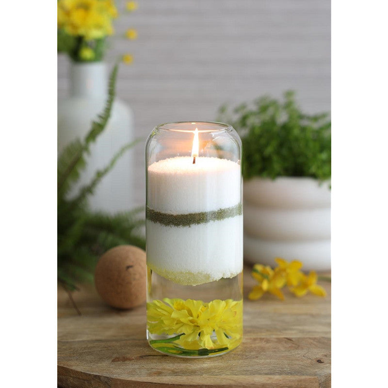 Bougie Pearlsand 400 g vert mousse - 6 pièces