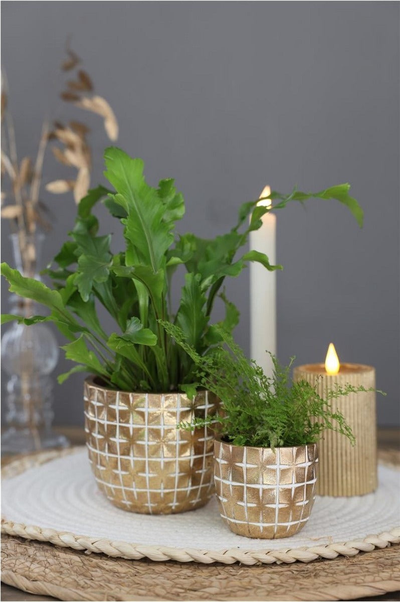 Pot de fleurs hanoi Ø75 x h:64 mm or - 6 Pcs