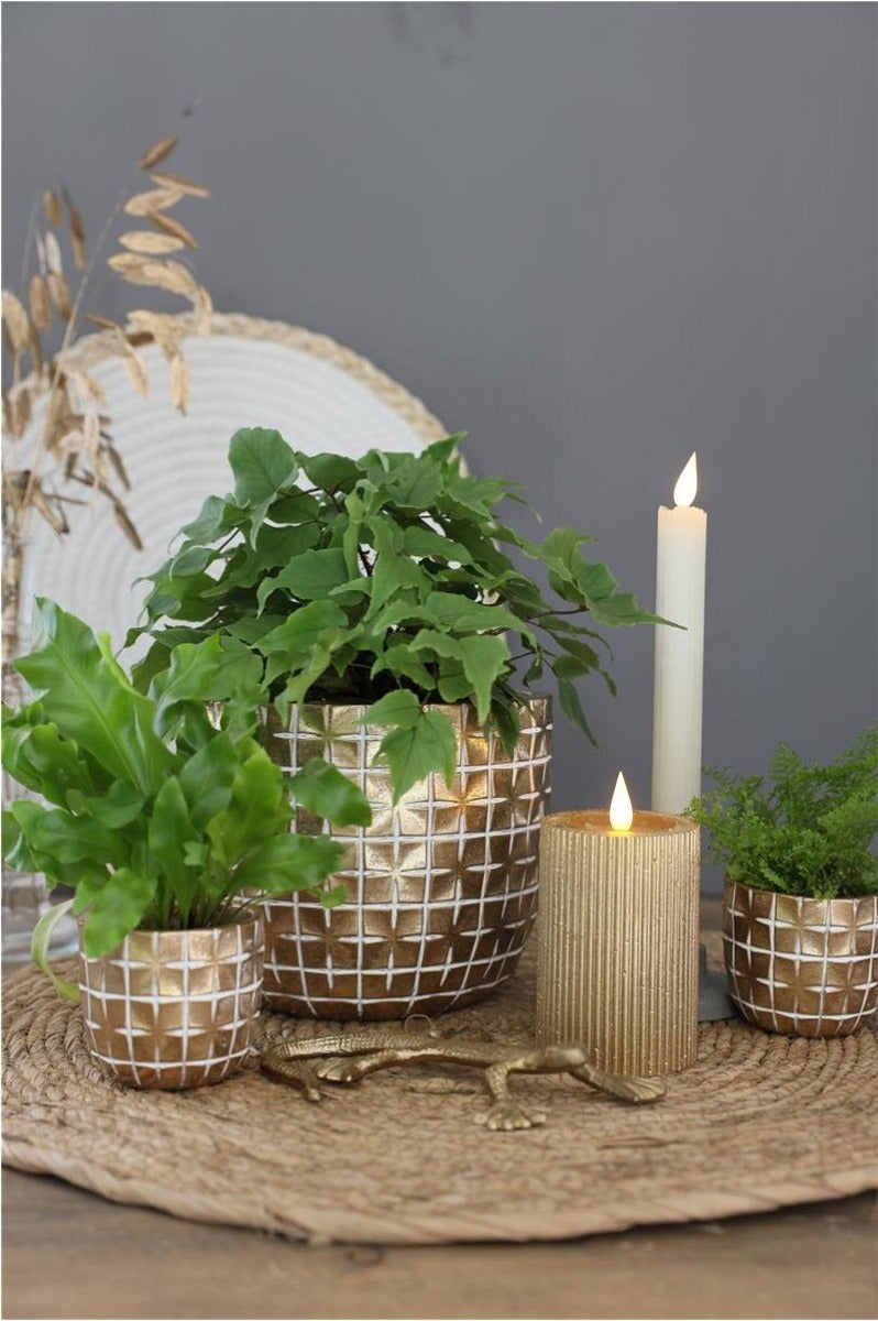 Pot de fleurs hanoi Ø75 x h:64 mm or - 6 Pcs