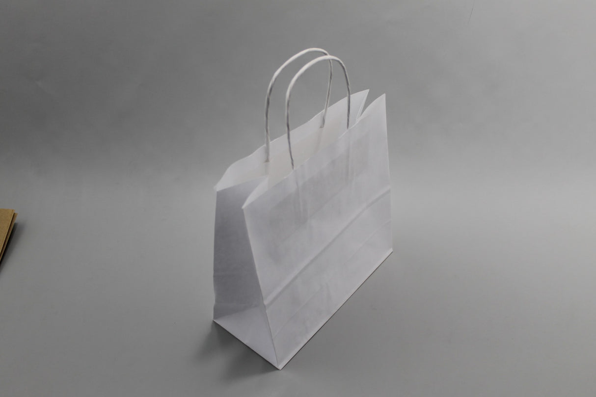 Paper Carry Bags White 260+120x350mm