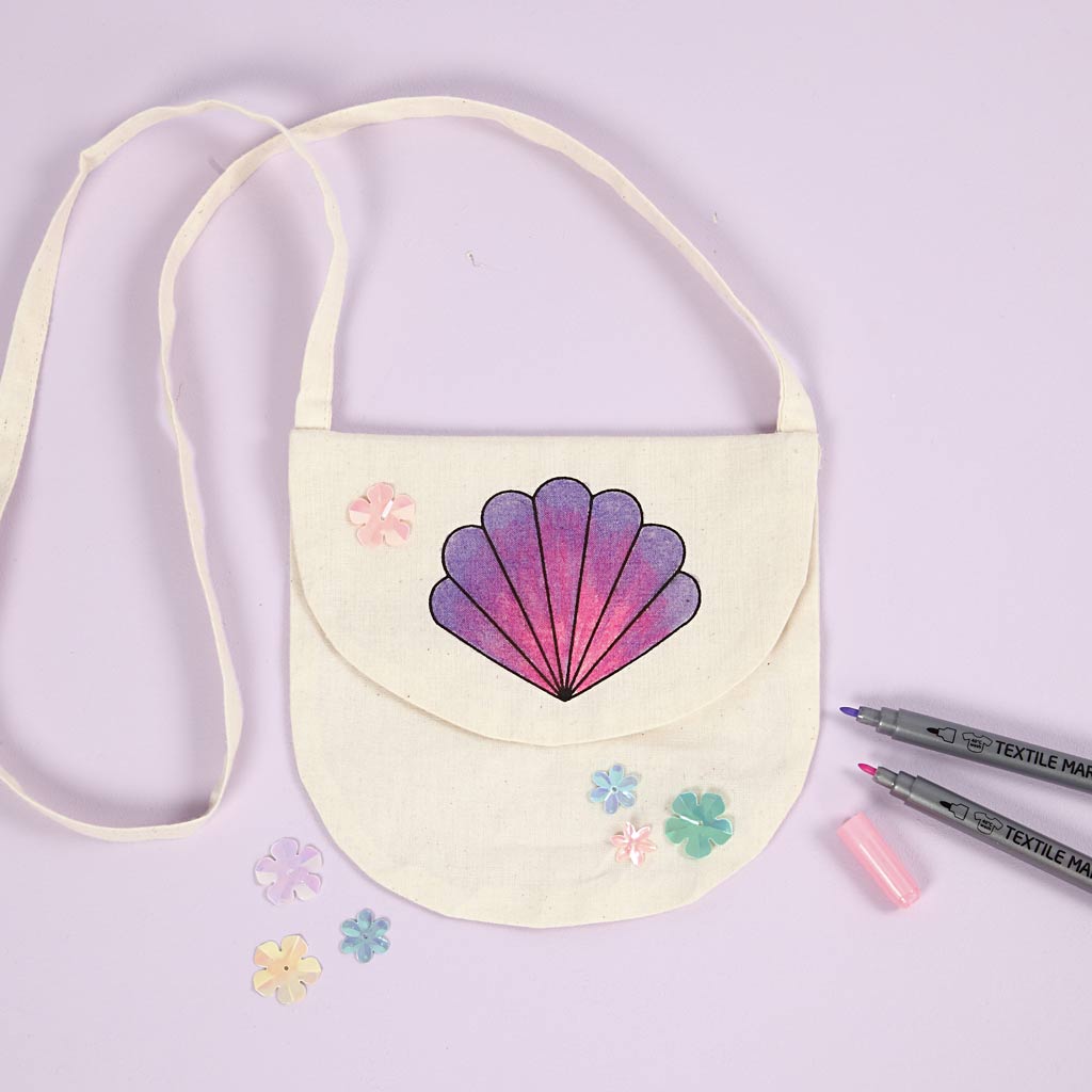 Shoulder Bags, size 15x14 cm, 110 g/m2, Light natural, seashell