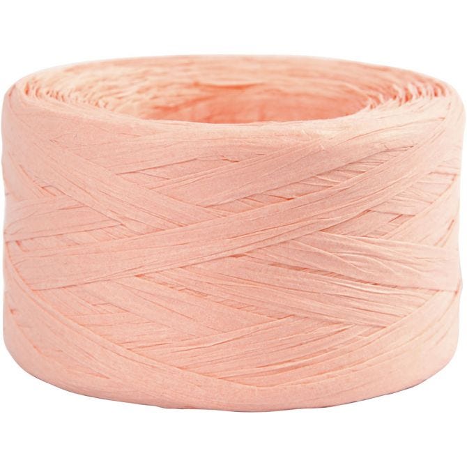 FiL en raphia Rose clair, L: 7-8 mm, 100 m/ 1 Rouleau L