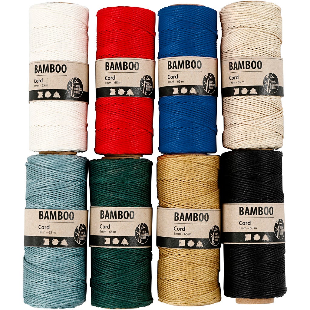 Cordes en Bambou couleurs assorties, épaisseur 1 mm