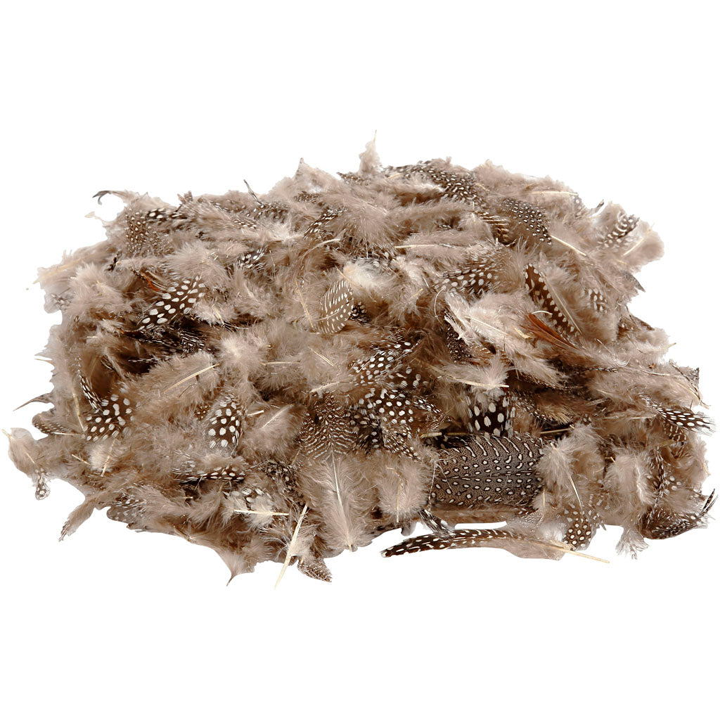 Guinea fowl feathers, natural, 50 gr