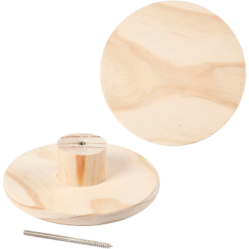 Coat Hook, round, D: 15 cm, depth 4.5 cm, pine