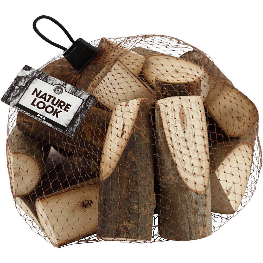 Bouts de bois décoratifs coupés en biais, H: 8 cm, d 2,5-3,5 cm, 15 pièce/ 1 Pq.
