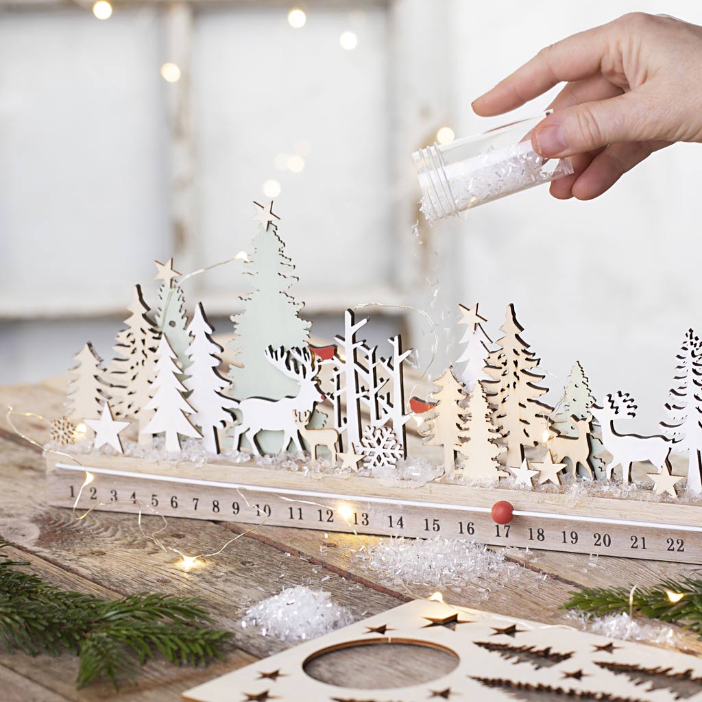 Compte à rebours de l'Avent, H: 12 cm, L: 40 cm, L: 3,6 cm