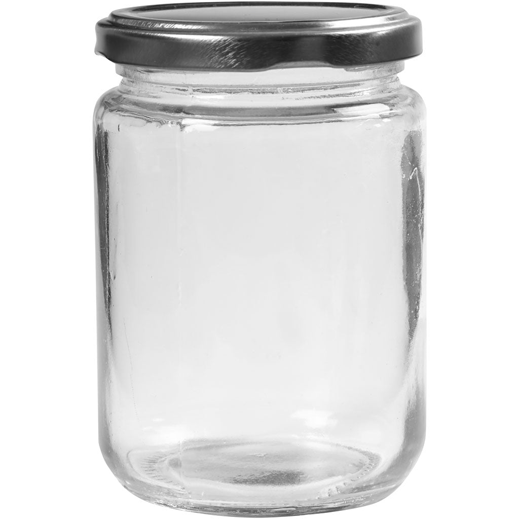 Storage Glass Jar, transparent, H: 11 cm, D: 7,5 cm, 370 ml