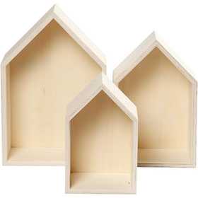 Boîtes de rangement maisons, H: 20.3+25.3+31 cm