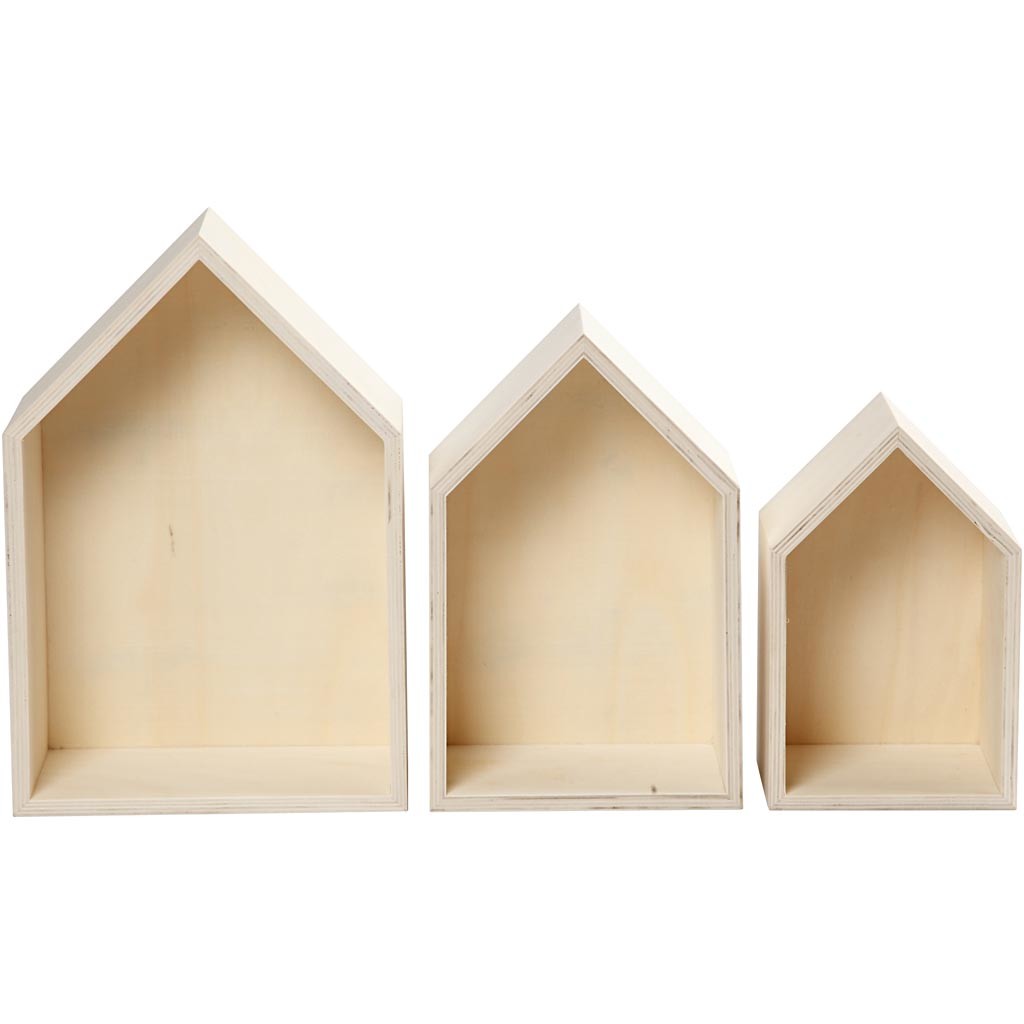 Boîtes de rangement maisons, H: 20.3+25.3+31 cm