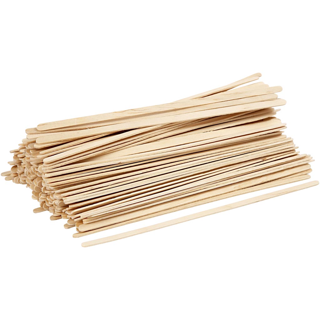 Ice Lolly Sticks, long, thin, L: 19 cm, W: 6 mm, birch