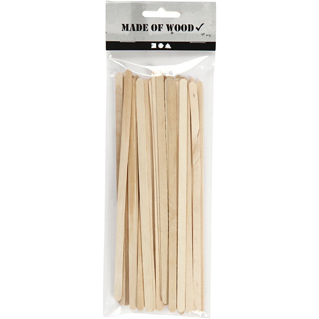 Long bâtons de glâce, fin, L: 19 cm, L: 6 mm, bouleau