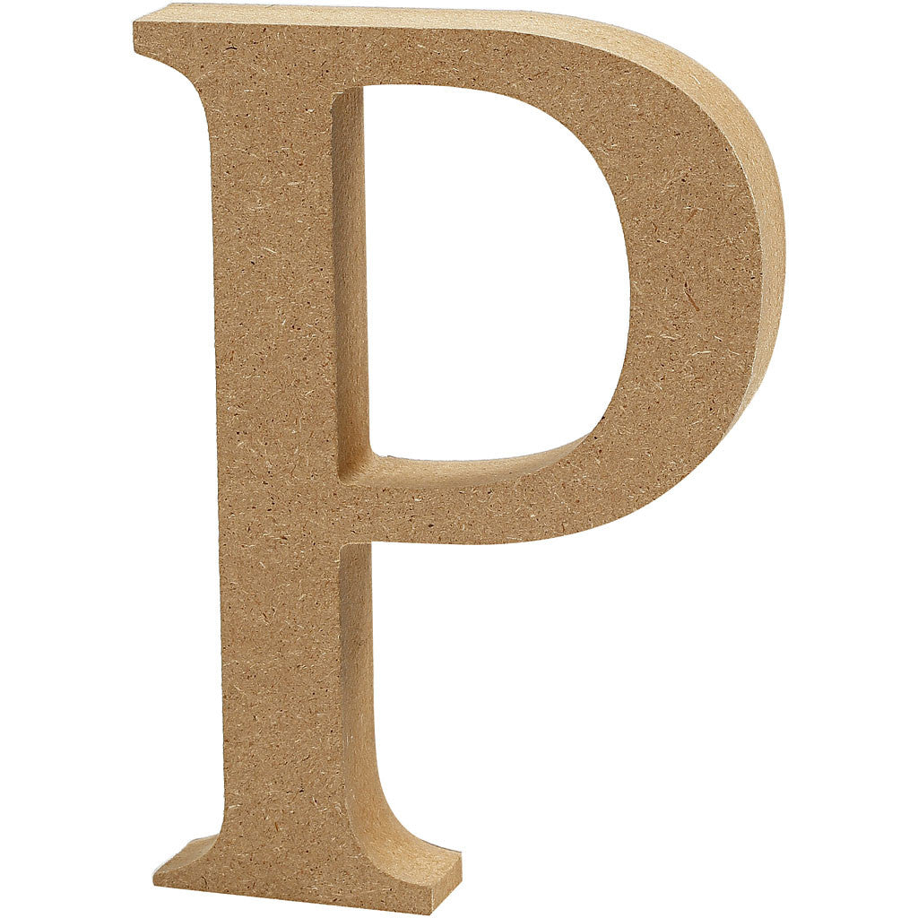 Lettre: P, H: 8 cm, épaisseur 1.5 cm, MDF - 1 pc