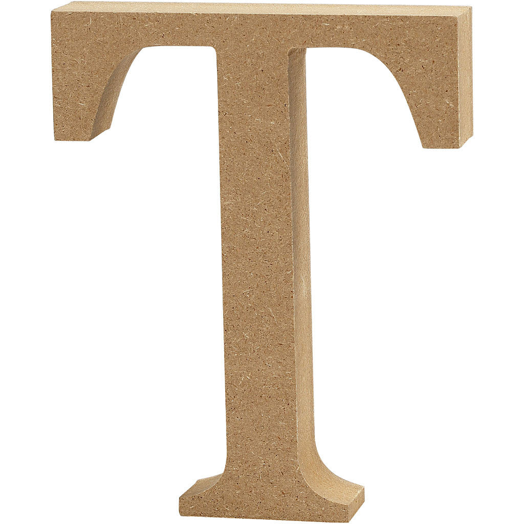 Lettre: T, H: 8 cm, épaisseur 1.5 cm, MDF - 1 pc