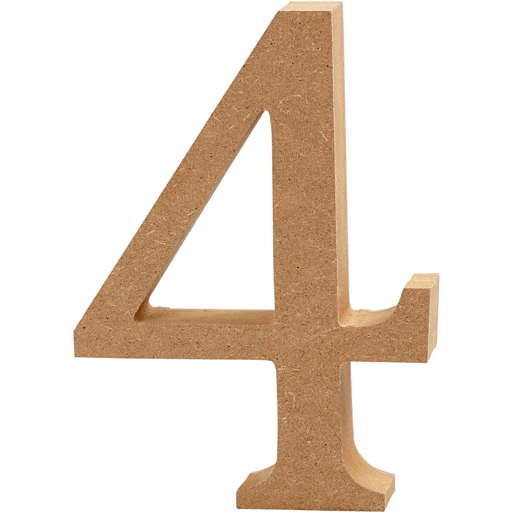 Number 4, H: 8 cm, thickness 1.5 cm, MDF