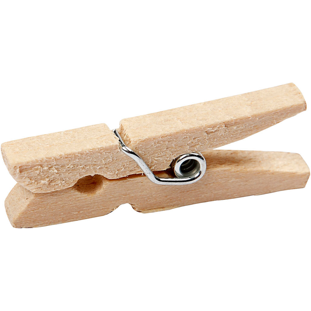 Clothes Pegs, L: 30 mm, W: 3 mm, birch
