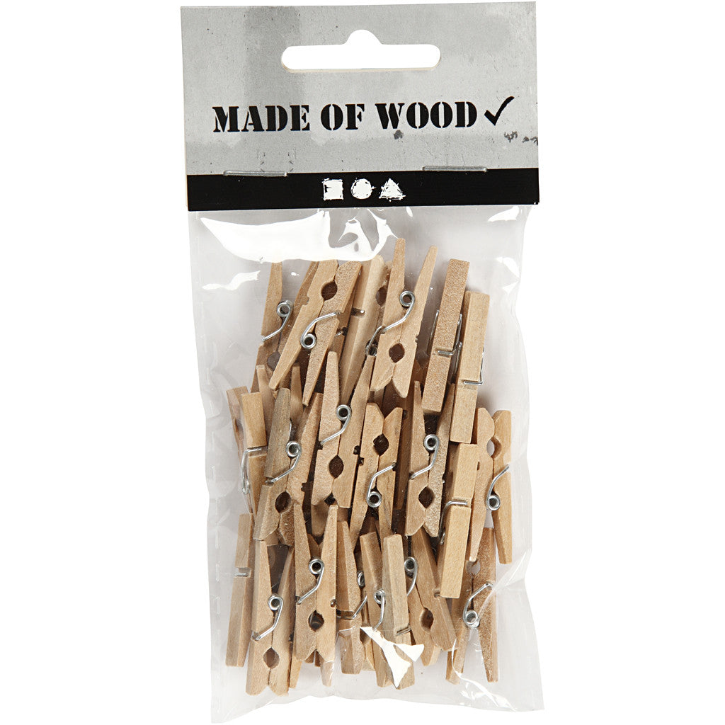 Pinces à linge, L: 30 mm, L: 3 mm, bouleau - 30 pcs