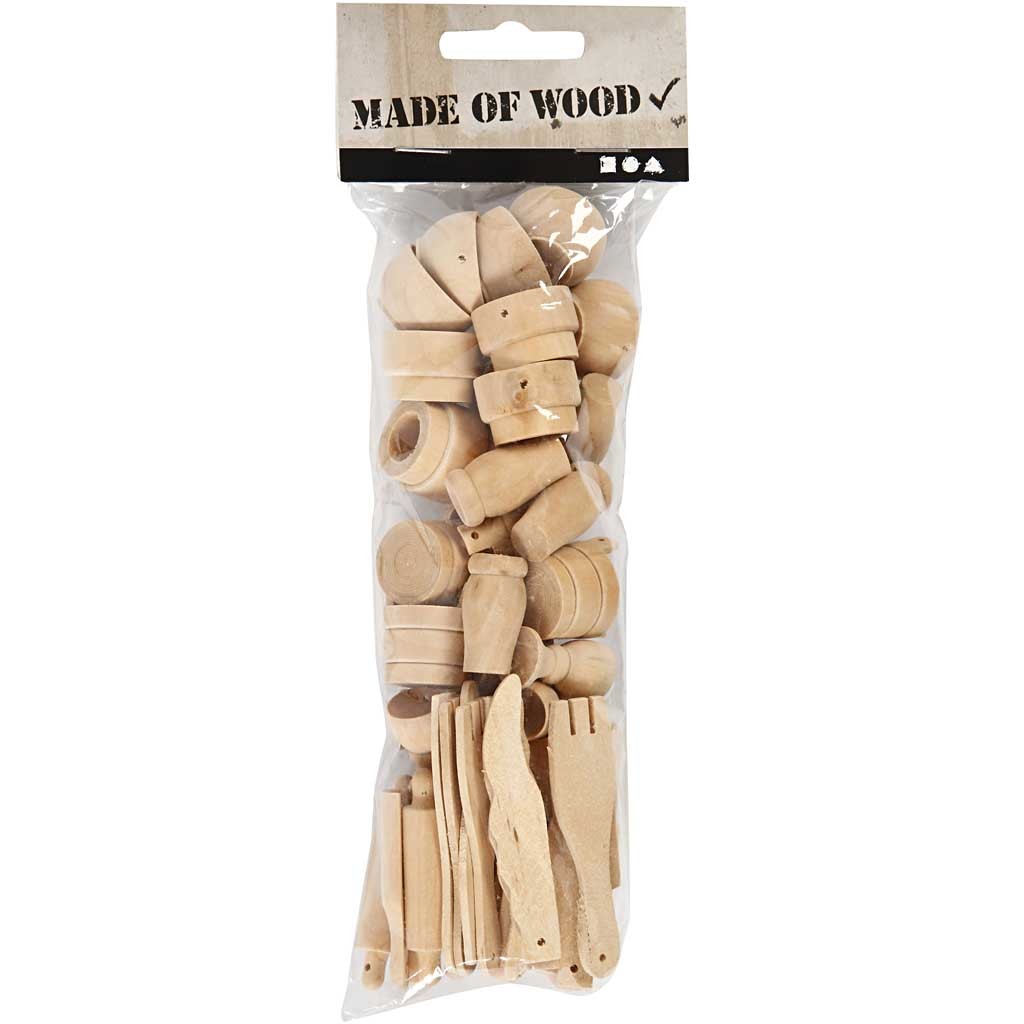 Outils de cuisine, L: 40-60 mm, bouleau - 50 pcs