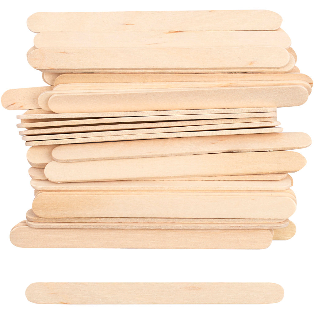 Ice Lolly Sticks, midi, L: 11.5 cm, W: 10 mm, birch