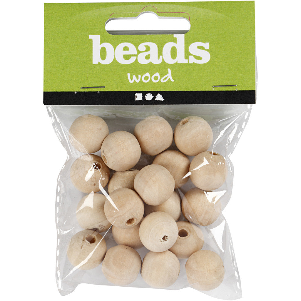 Perle de bois, P: 15 mm, trou taille 3 mm, - 20 pcs