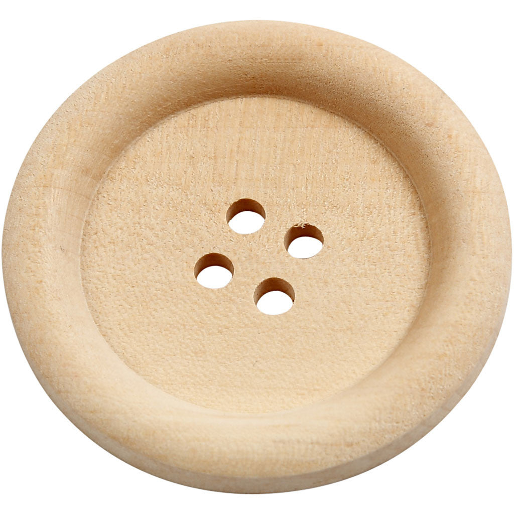 Bouttons en Bois, P: 35 mm, trou taille 2 mm, 4 trous