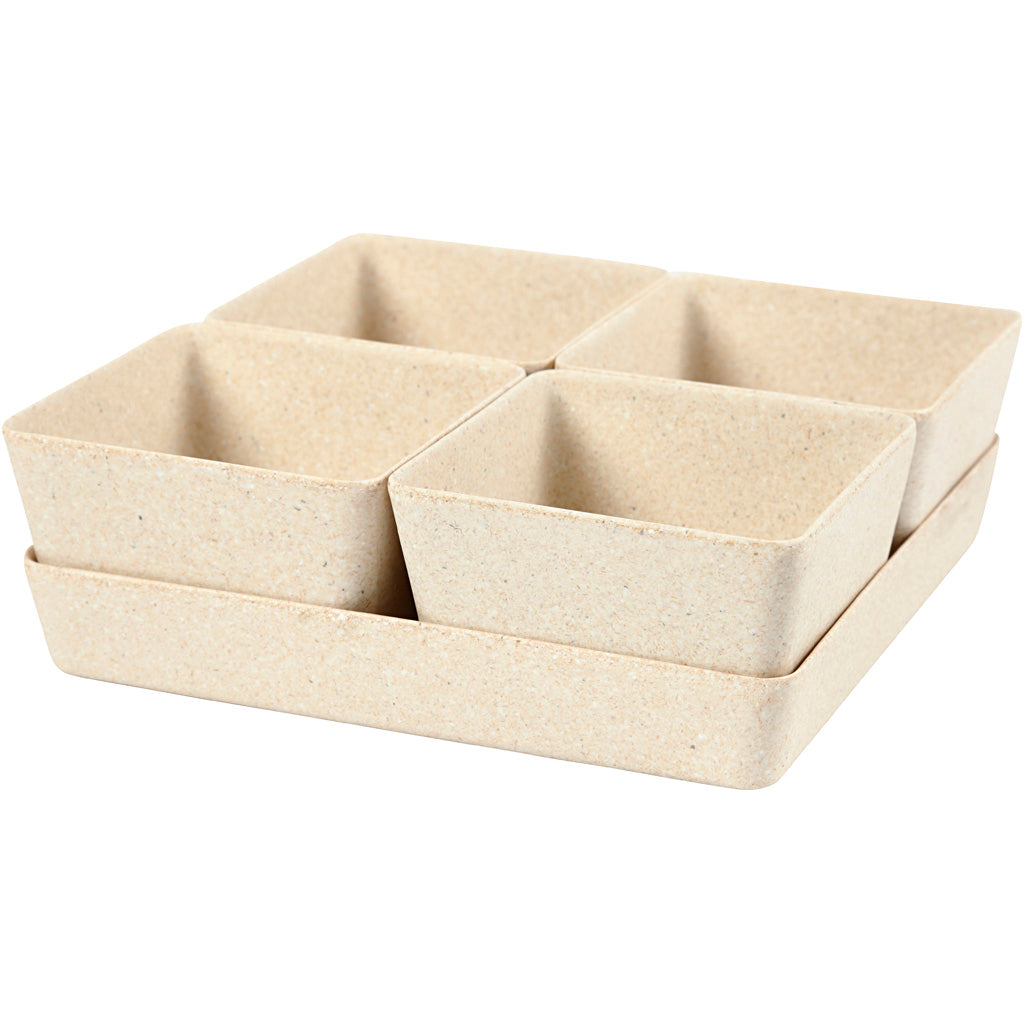 Herbal jars of Bamboo fiber, 195x195x80mm