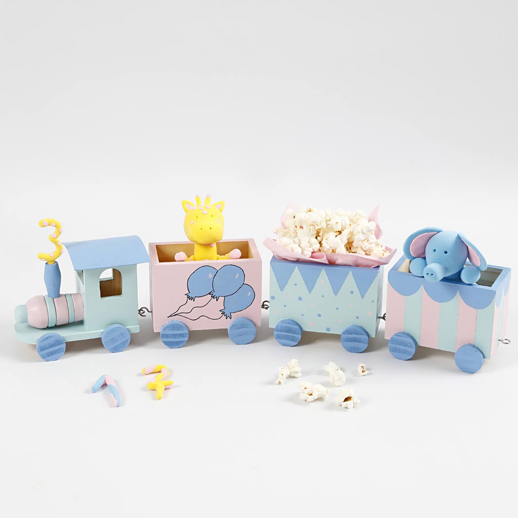 Train jouet avec wagon, H: 9,5 cm, L: 21,5 cm, L: 6,5 cm, 1 pièce