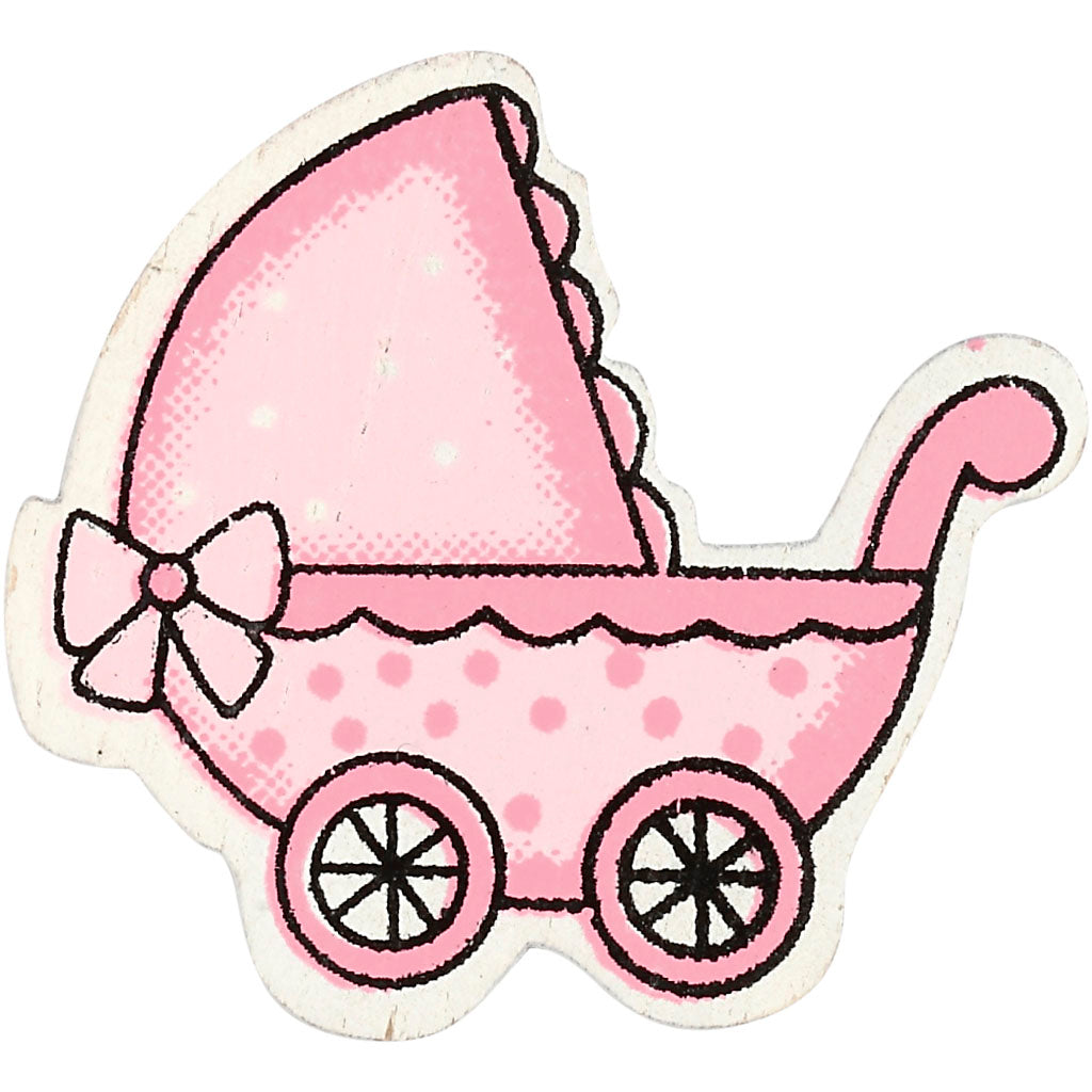 Pram, Light Red, size 34x31 mm, thickness 1.7 mm