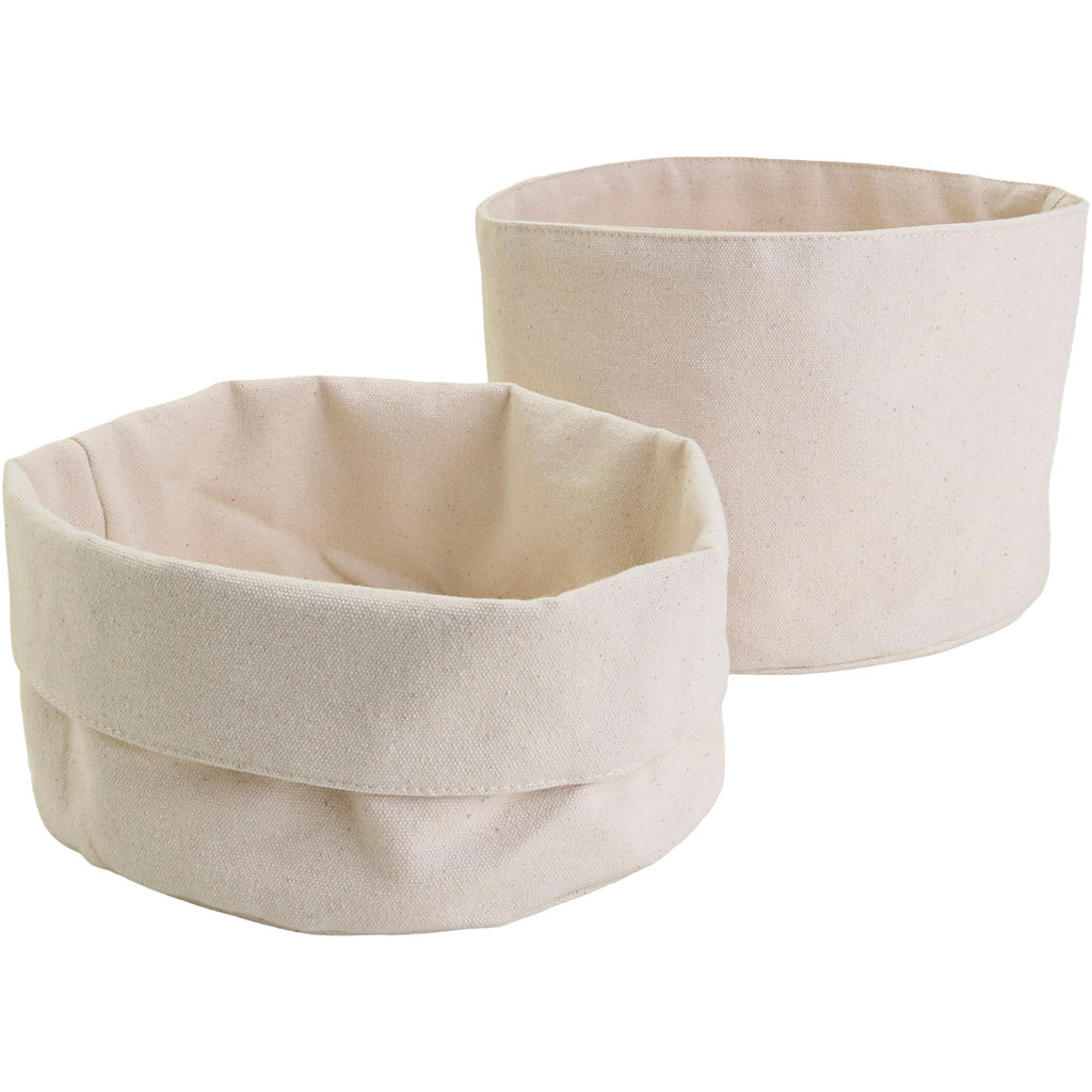 Fabric baskets, H: 14,5 cm, Dia. 20 cm, 385 g, light natural