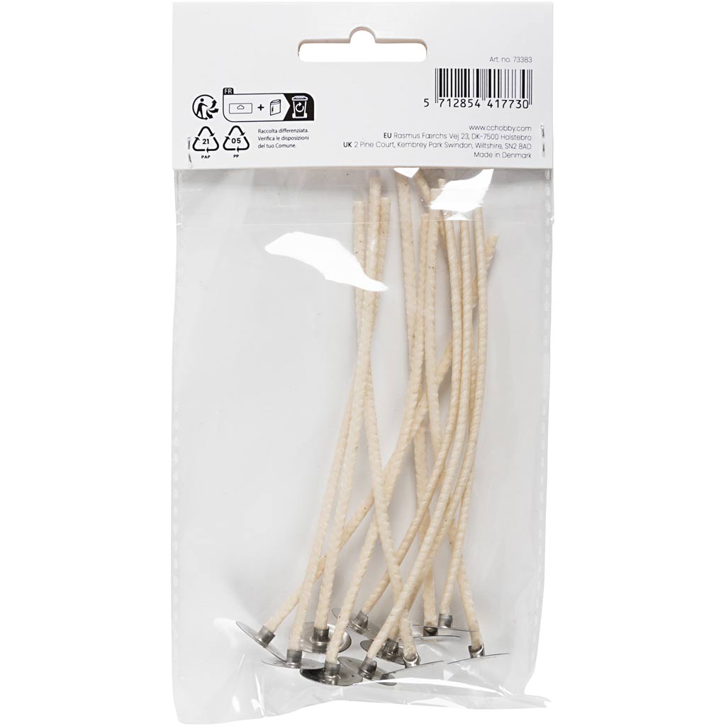 Mèche prè-cirées, L: 110 mm, épaisseur 2 mm, 10 pc